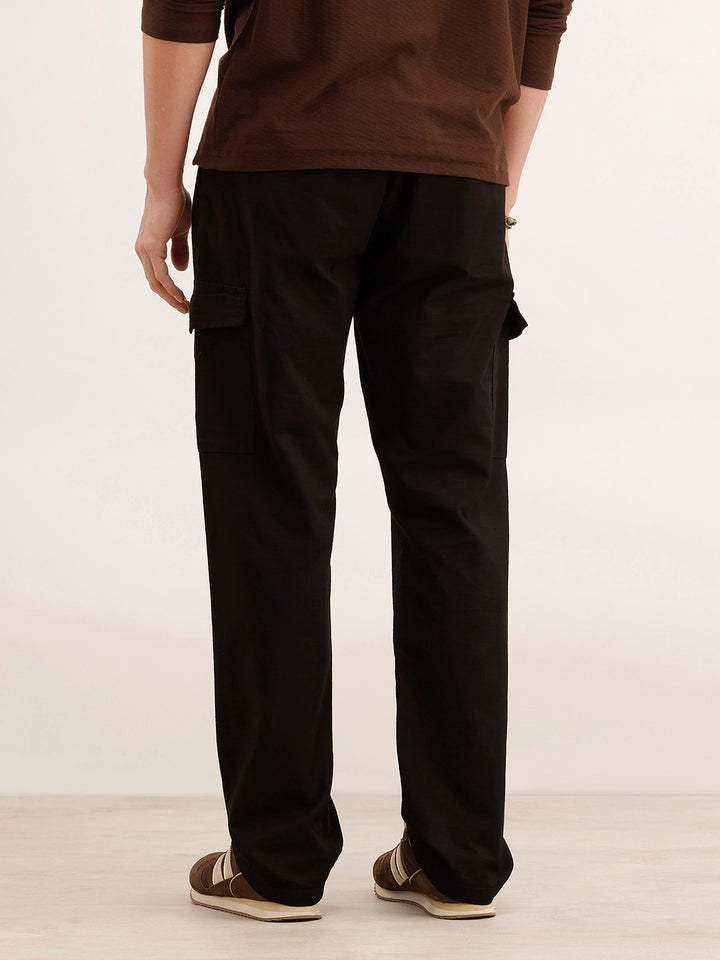 Anti Fit Solid Cargo Trouser | Black