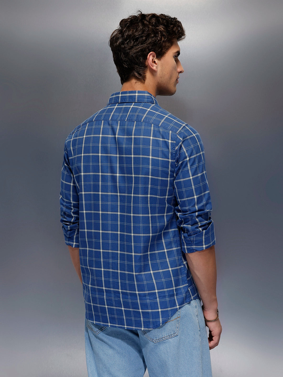 Men's Casual Checkered Shirt   |  Blue