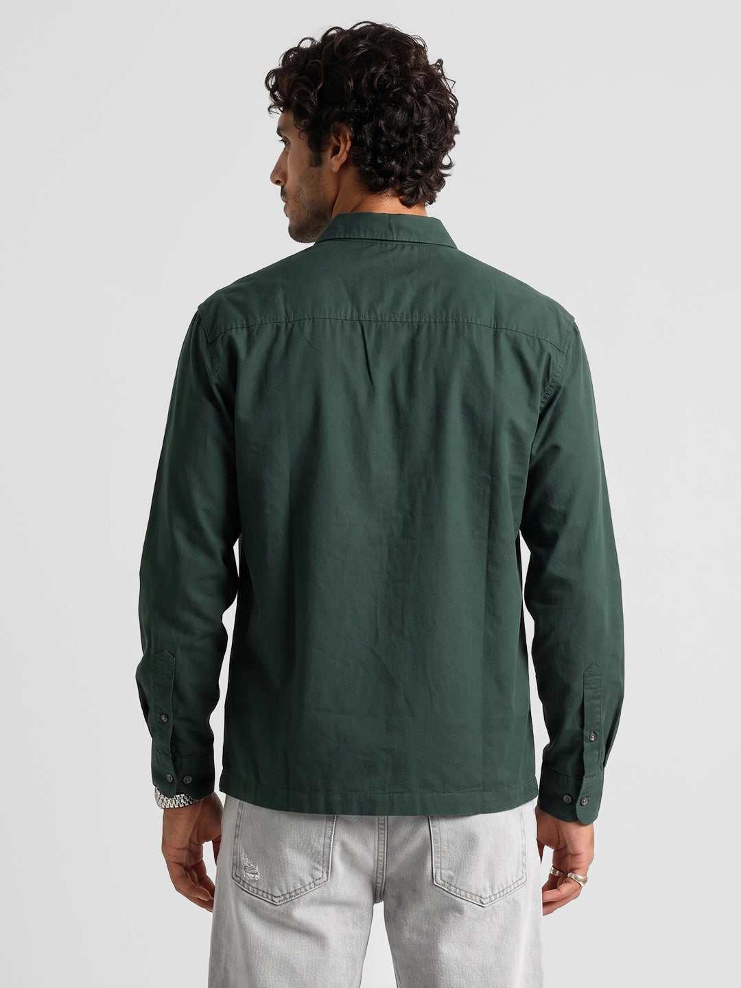 Solid Comfort Fit Double Pocket Shirt | Dark Green