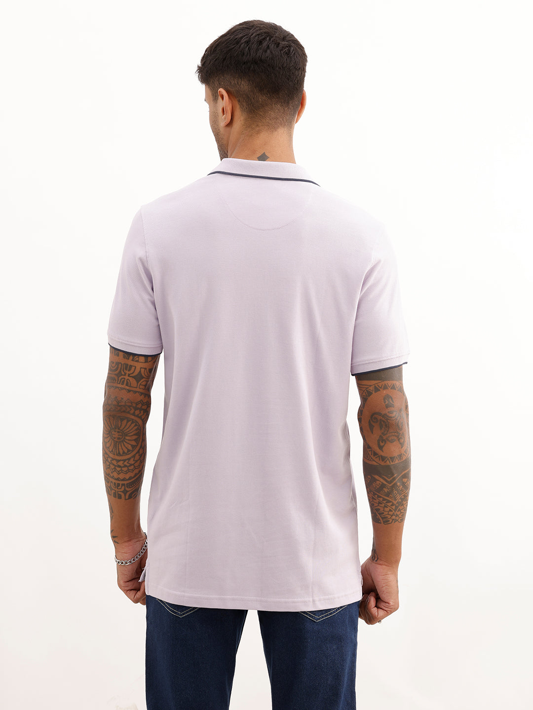 Slim Fit Tipping Collar Polo T-Shirt | Purple