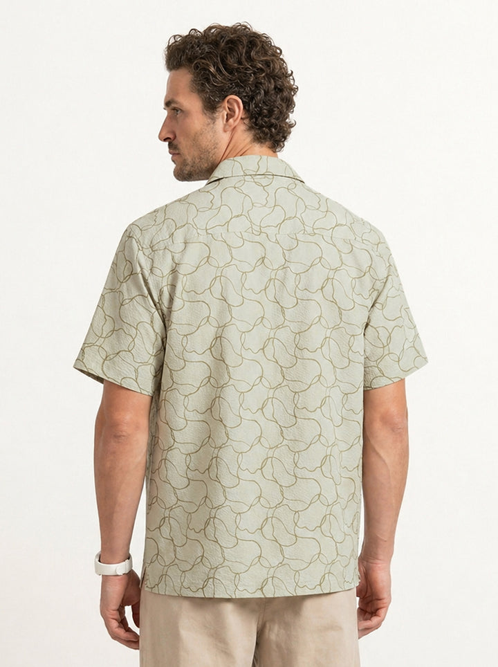 Textured Comfort Fit AOP Shirt | Beige