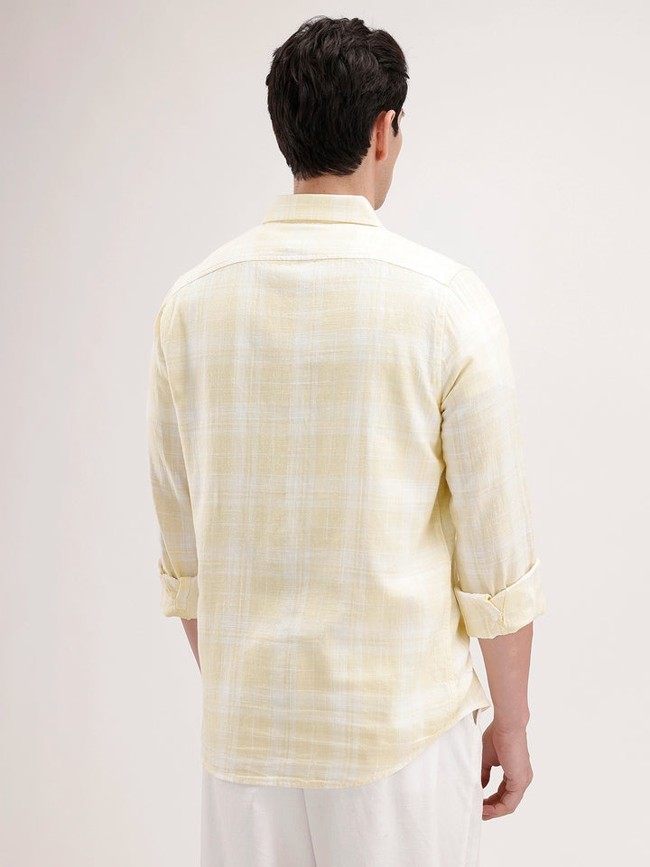 Slim Fit Checkered Shirt | Yellow
