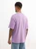 Oversized Placement Printed Raw Edge T-Shirt | Purple