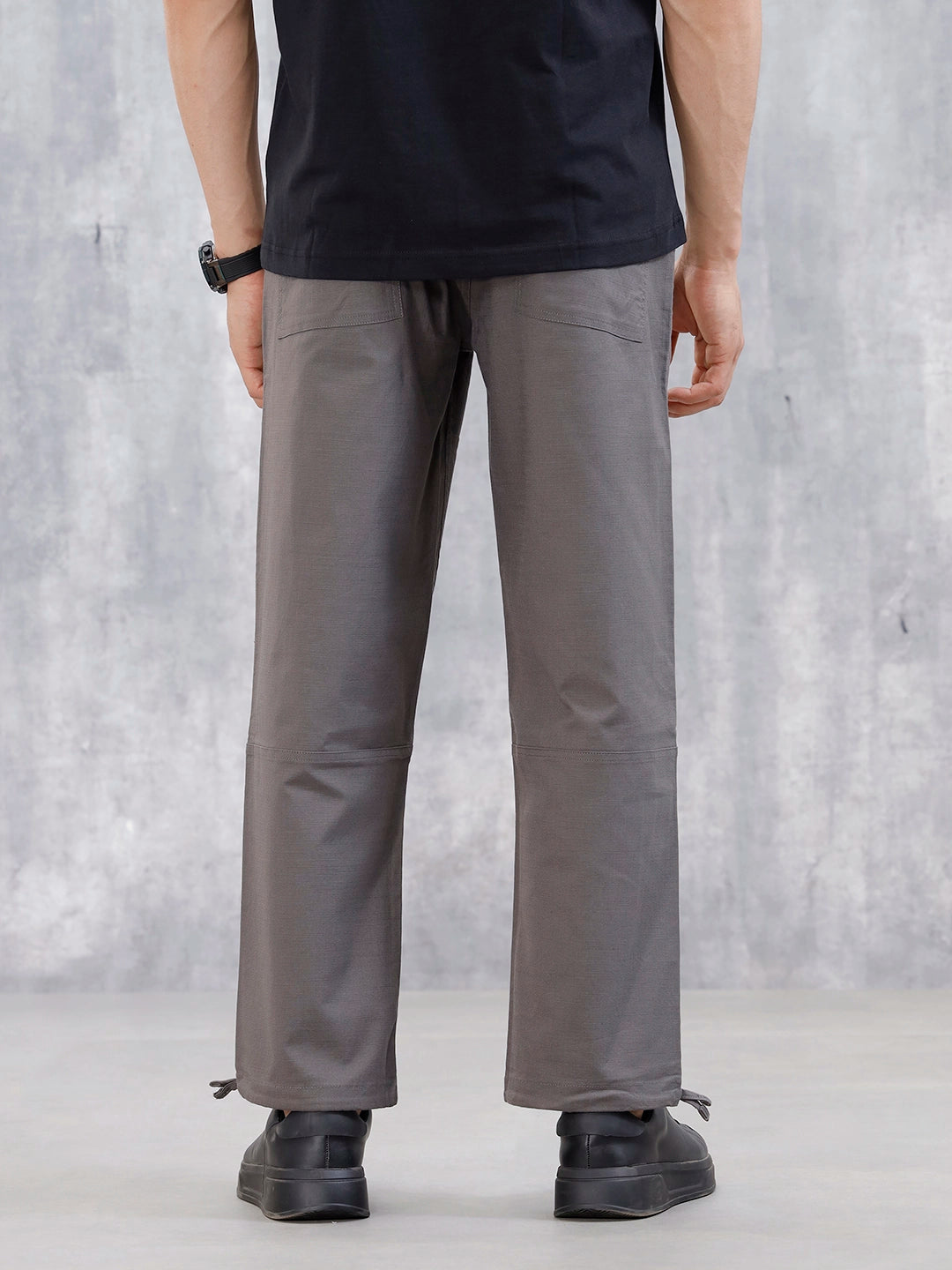 Men's Casual Loose Fit Cut&Sew Trousers  | Dark Grey