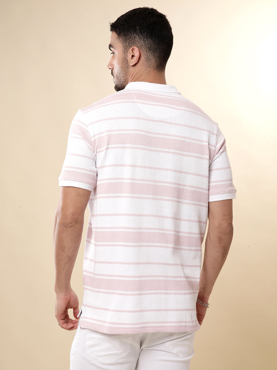 Pink Stripes Pique Polo T-Shirts