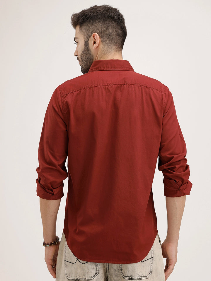 Solid Regular Fit Shirt | Maroon