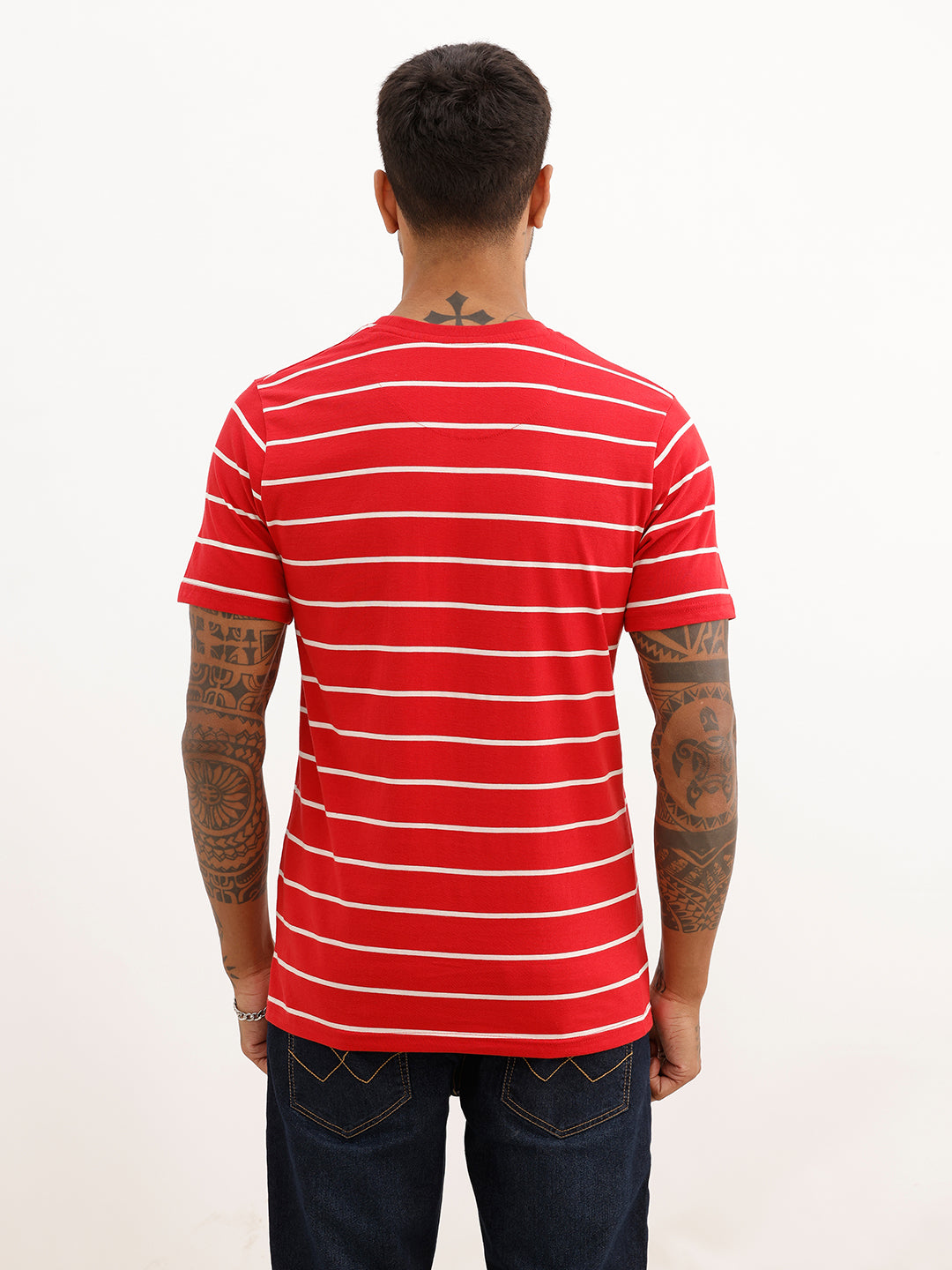 Slim Fit Striped T-Shirt | Red