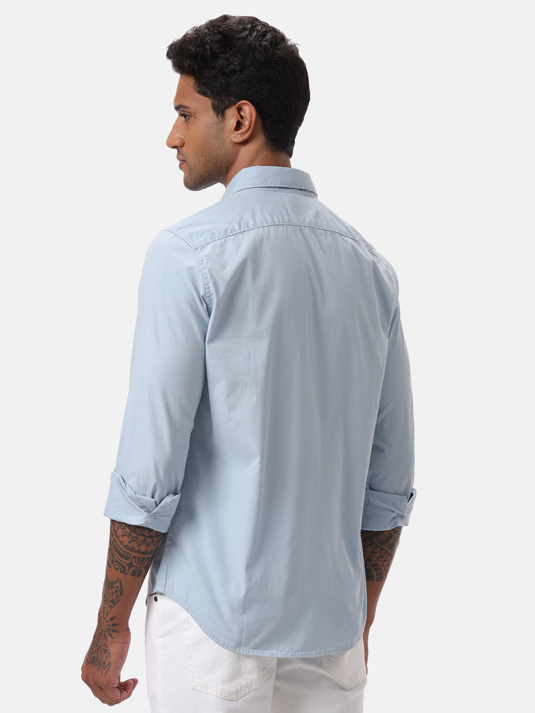 Blue Poplin Casual Shirt