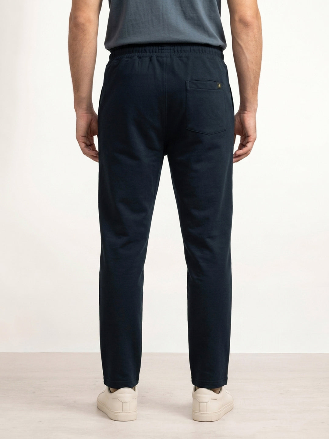 Solid Regular Fit Printed Jogger | Navy Blue