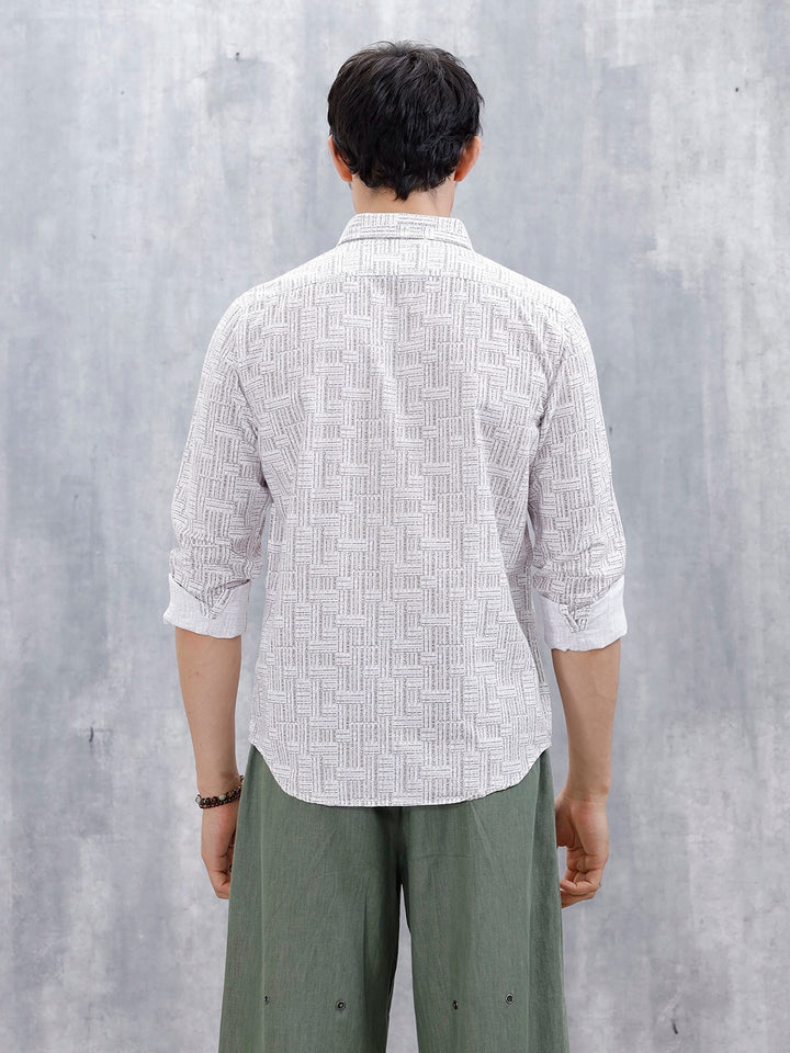 Printed Men's Casual Slim Fit Shirt | Brown