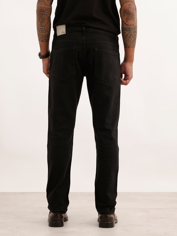 Slim Fit Solid Denim Jeans | Black