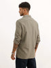 Textured Half Placket Full Sleeve Shirt | Olive