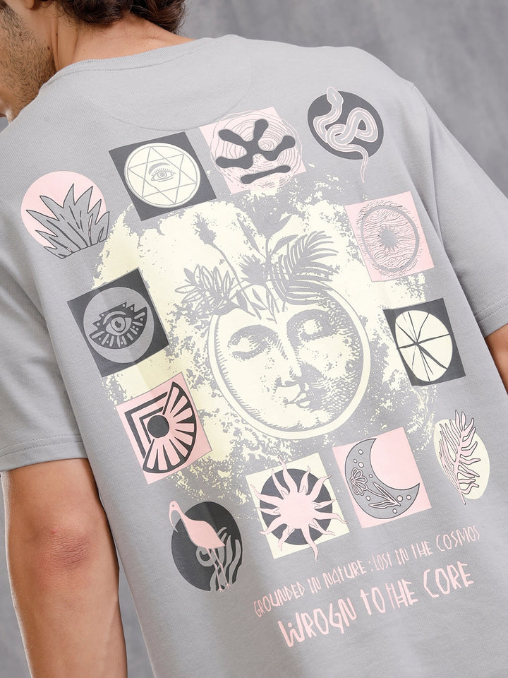 Back Print Oversized Tee | Grey