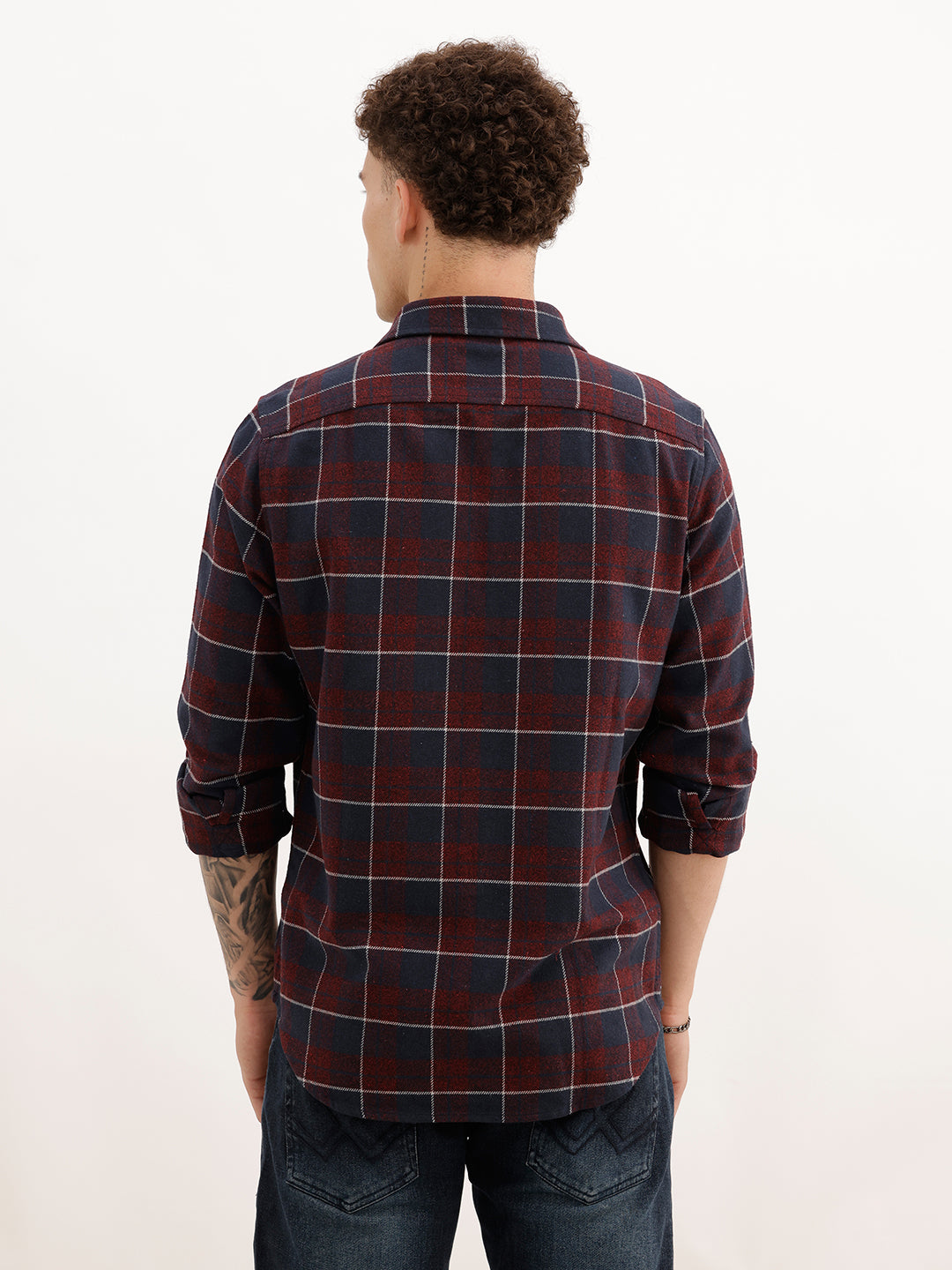 Slim Fit Full Sleeve Checkered Shirt | Maroon | WSH02FSSL0329S