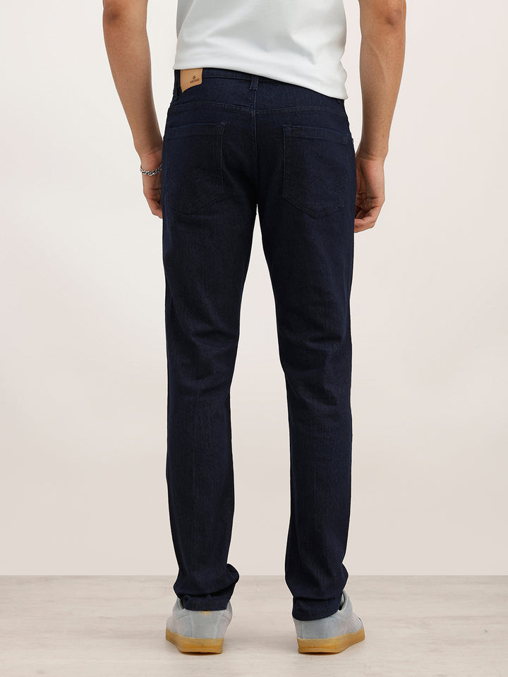 Solid Slim Fit Denim Jeans | Dark Blue