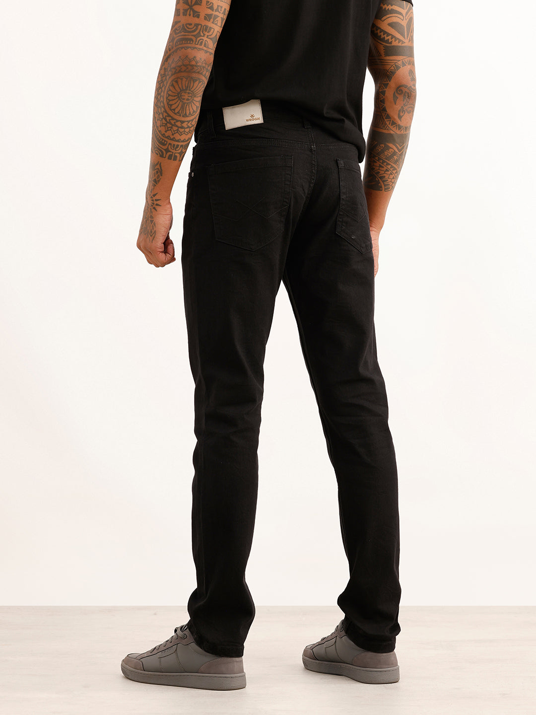 Slim Fit Solid Denim Jeans | Black