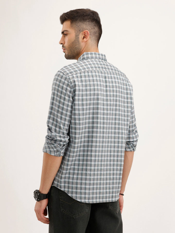 Regular Fit Checkered Shirt | Green