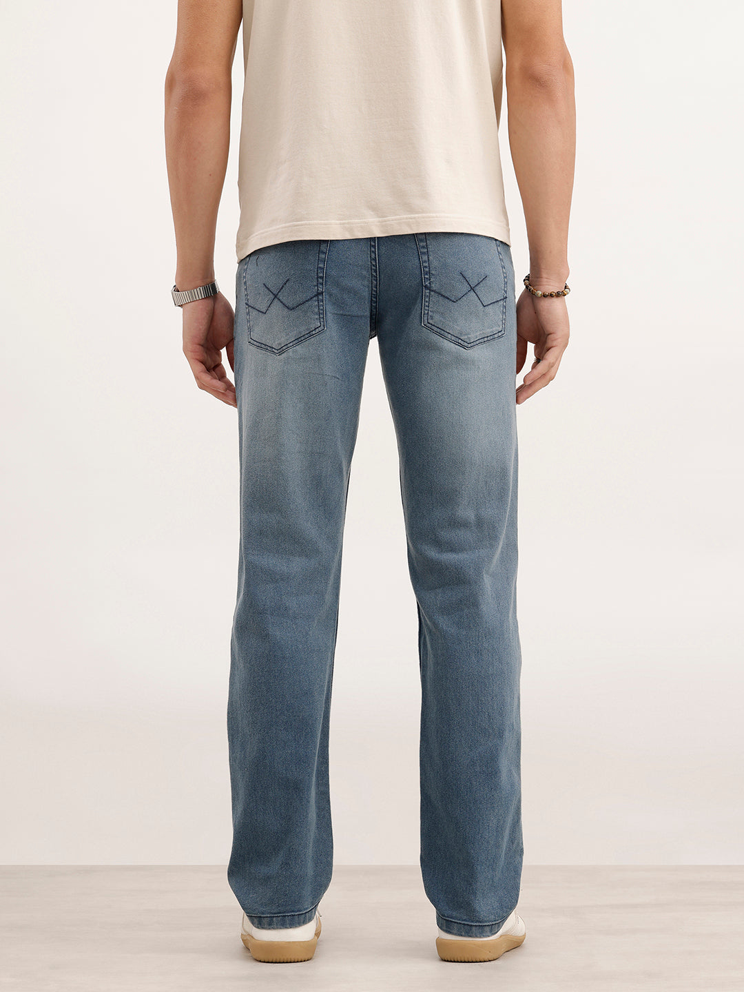Straight Fit Faded Denim Jeans  | Light Blue
