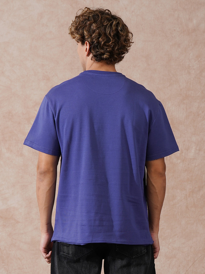 Heavy GSM Distressed Oversized Fit T-Shirt | Blue