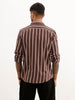 Slim Fit Striped Full Sleeve Shirt | Brown