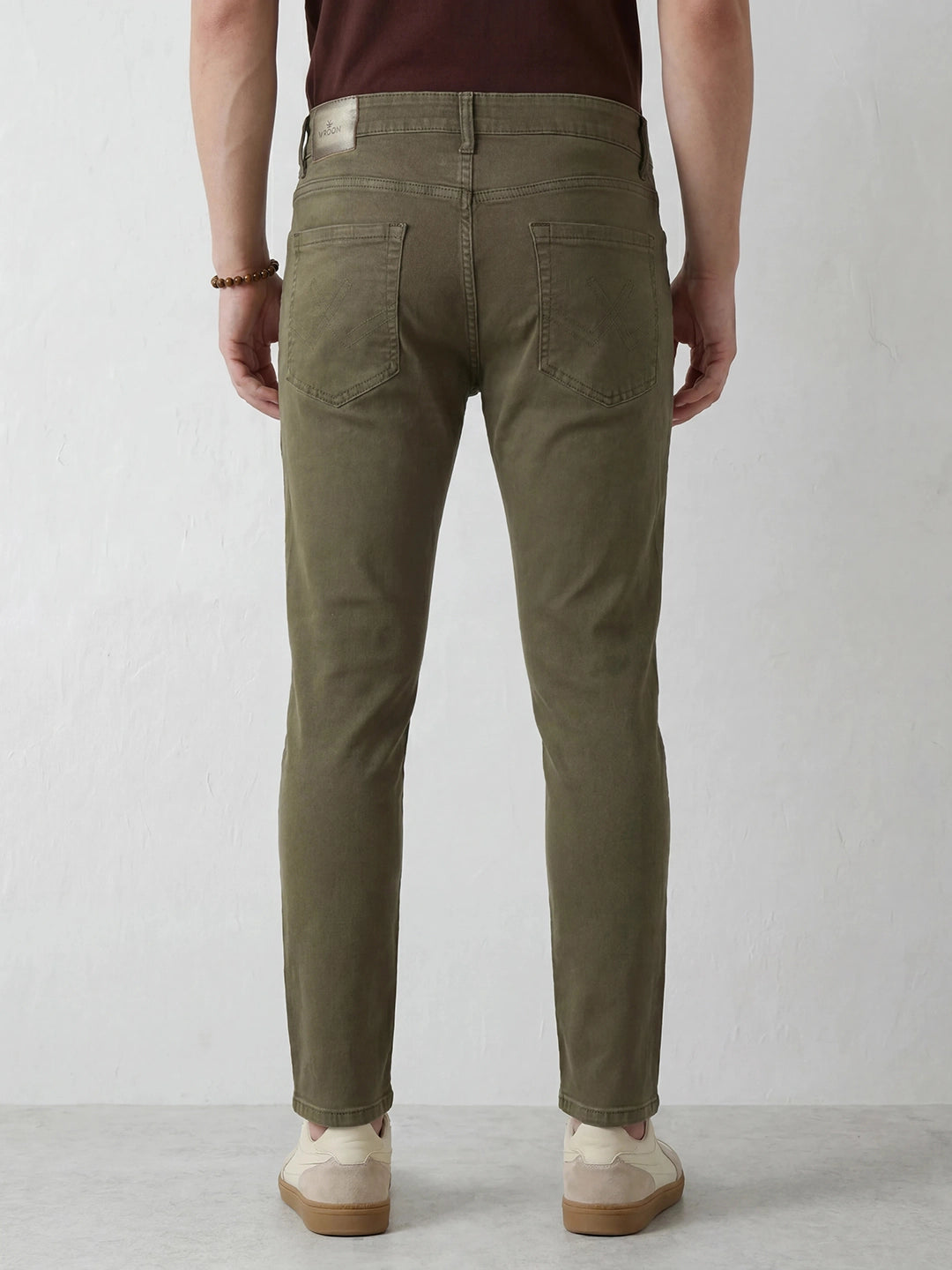 Solid Skinny Crop Denim Jeans | Olive