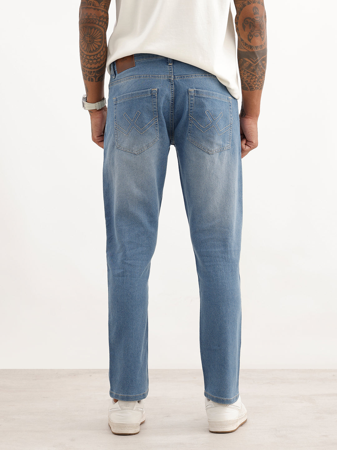 Washed Slim Cropped Denim Jeans | Light Blue