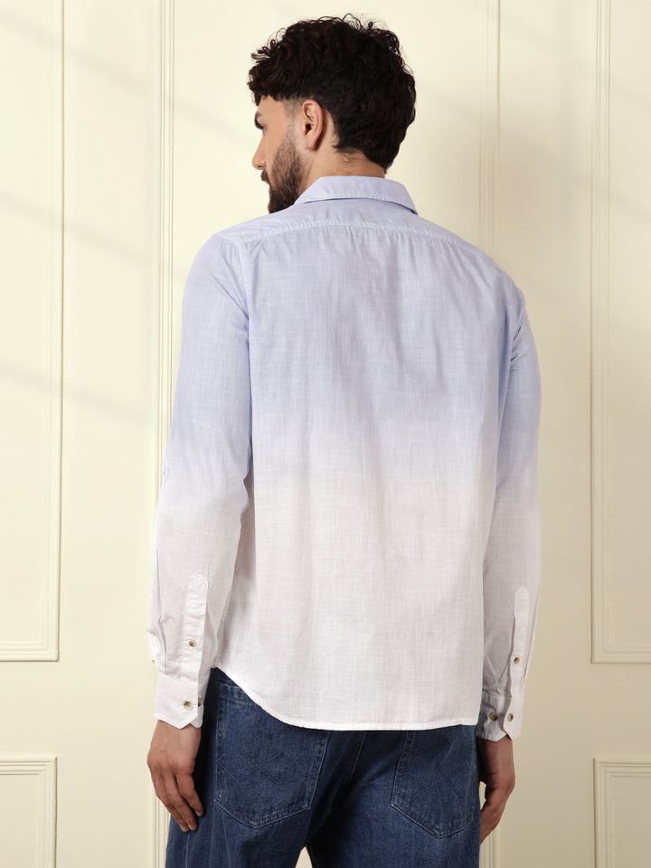 Casual Ombre Washed Shirt | Light Blue