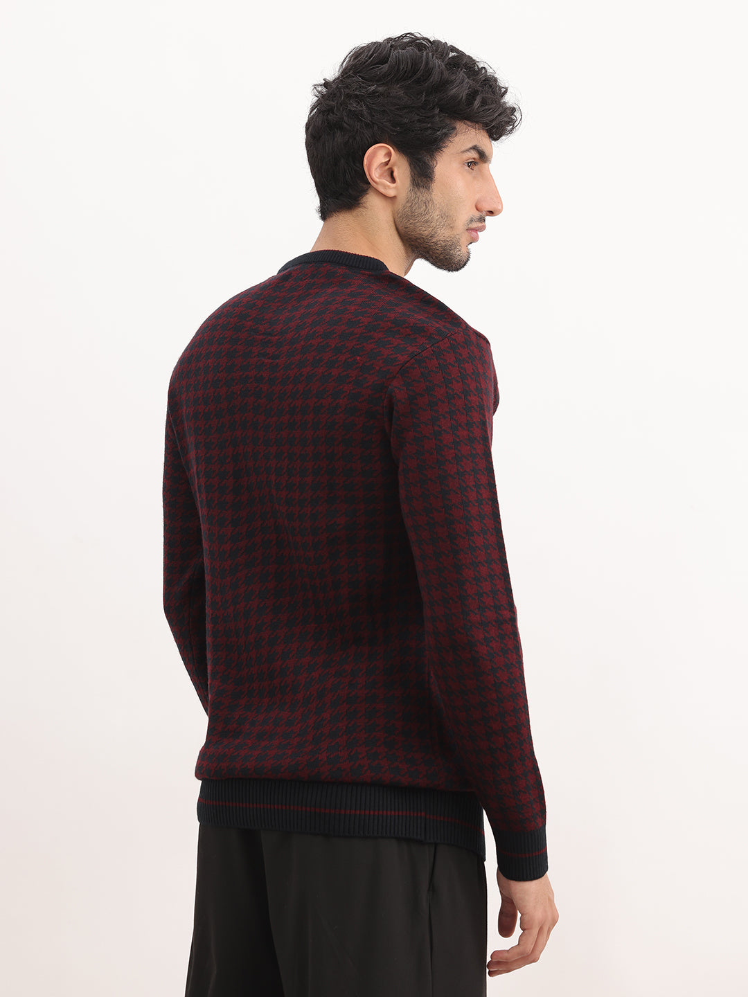 Regular Fit Jacquard Sweater | Maroon