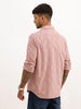 Textured Slim Fit Full Sleeve T-Shirt | Pink
