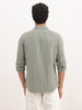 Slim Fit Textured Stripe Full Sleeve Shirt | Olive