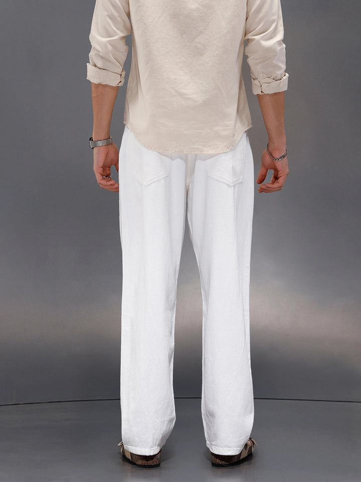 Solid Loose Fit White Jeans | White