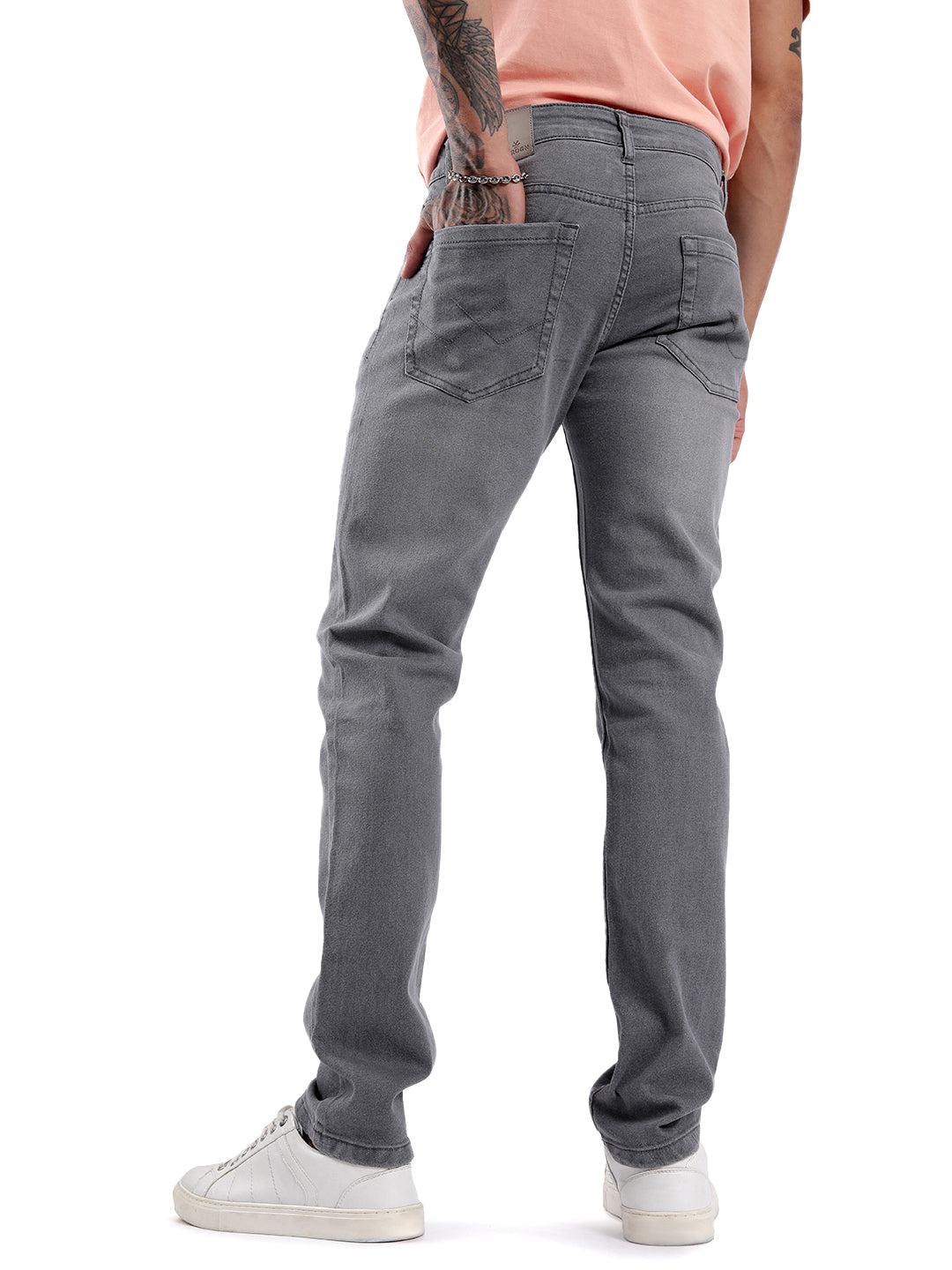 Casual Solid Grey Slim Fit Jeans