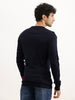 Solid Slim Fit Knitted Sweater | Navy Blue