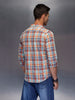 Men's slim fit checked shirt | Orange