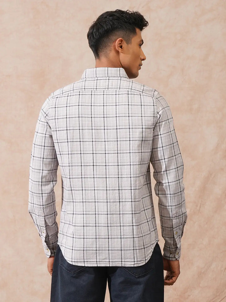 Textured Tonal Check Shirt | Khaki