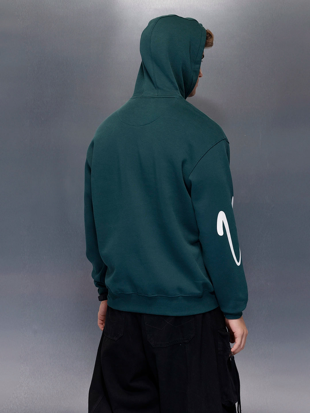Men’s Teal Slim Fit Script Hoodie | Teal