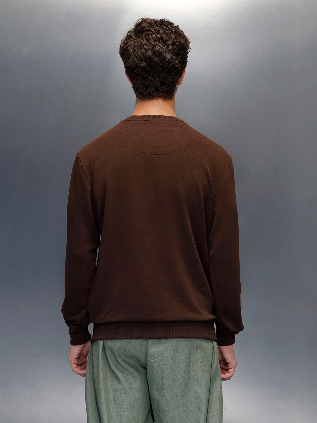 Men's Comfort Fit Wrogn branded Sweatshirt  | Brown