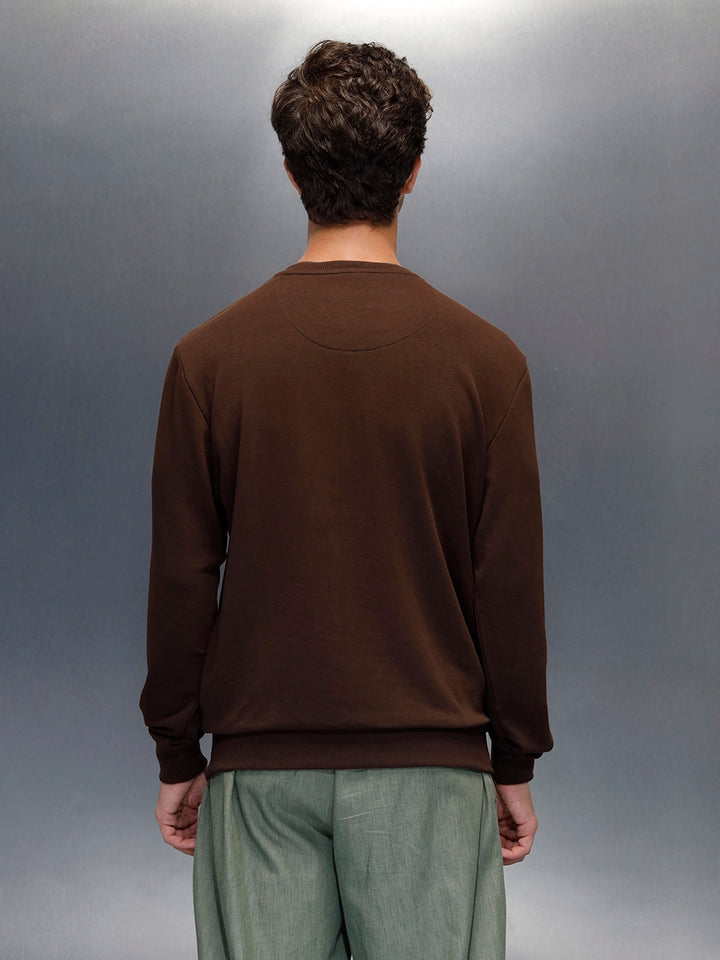 Men's Comfort Fit Wrogn branded Sweatshirt  | Brown