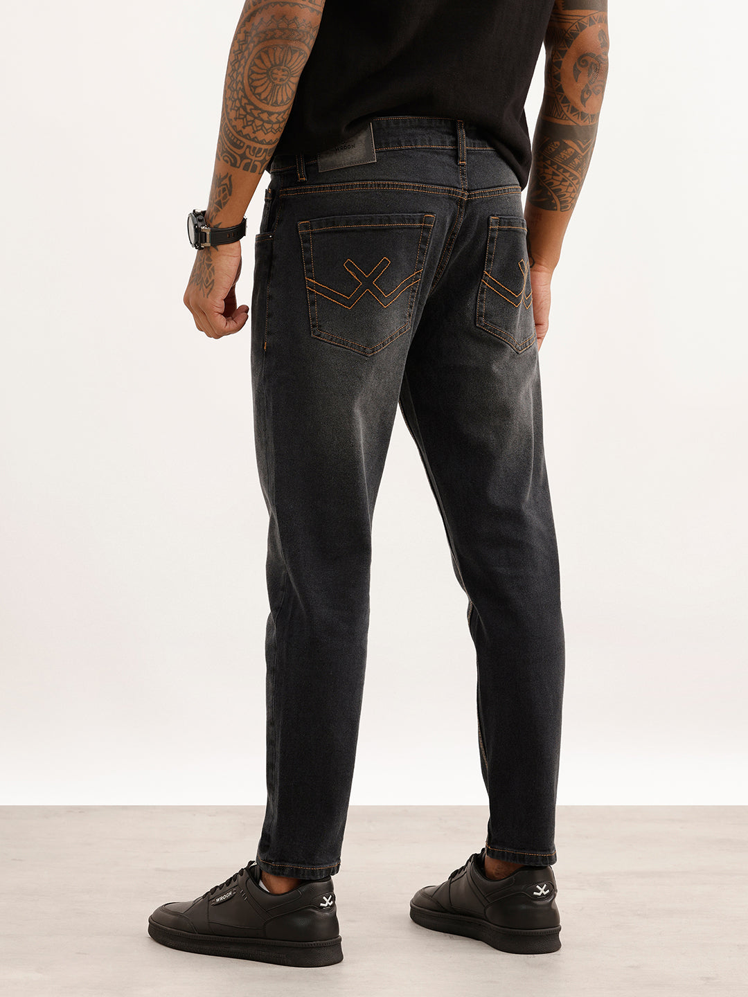 Faded Skinny Crop Denim Jeans | Black