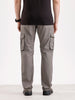 Solid Straight Fit Cargo Trouser   |  Grey