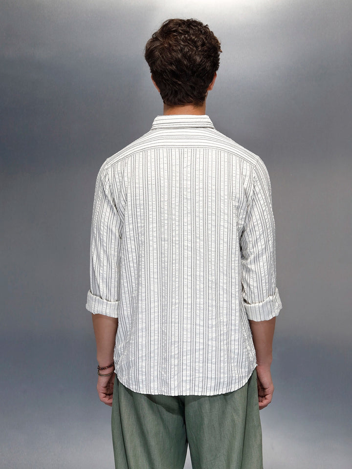 men's casual striped pattern shirt | Off White