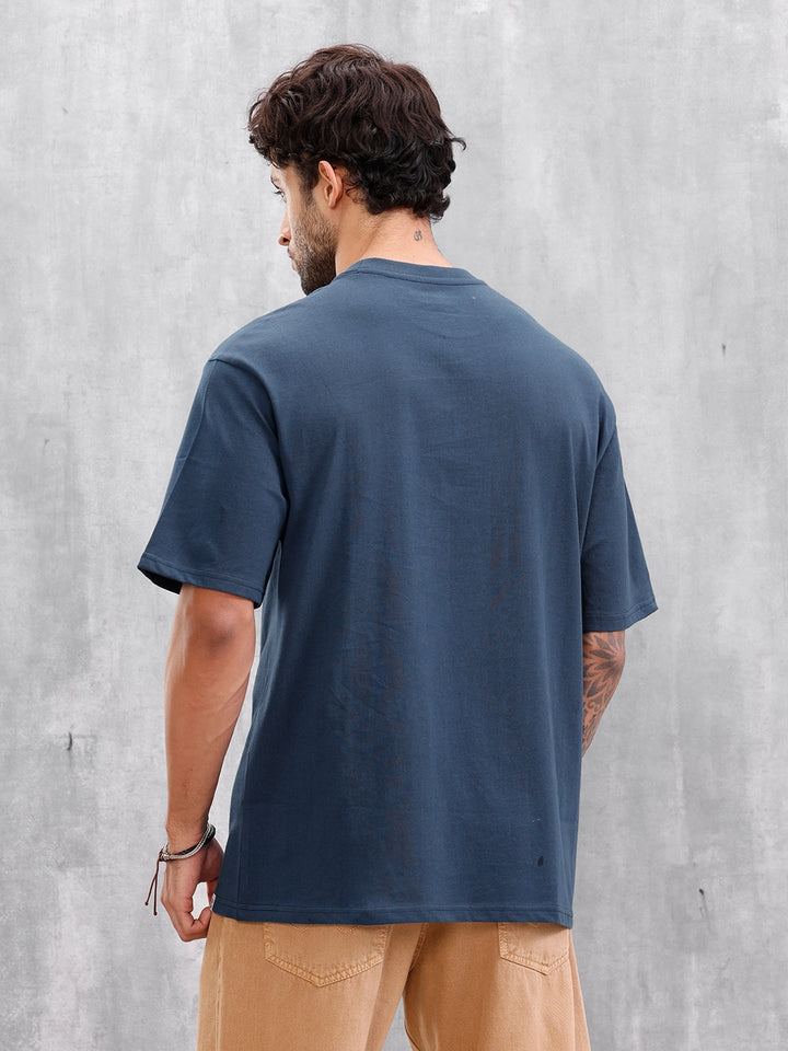 Retro Radio Grpahic Pritned Oversized Fit Tshirt | Blue