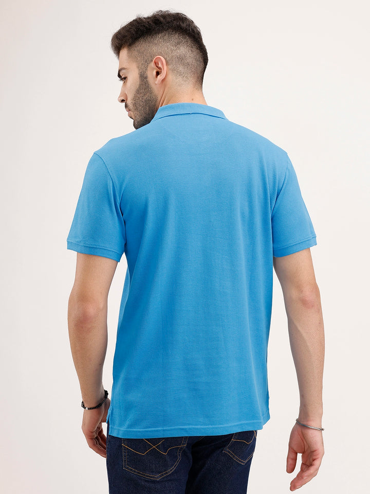 Solid Slim Fit Polo T-Shirt | Blue