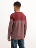 Slim Fit Striped Full Sleeve T-Shirt | Maroon