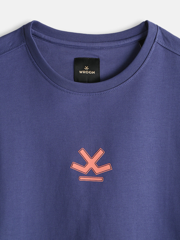 Logo Printed Oversized T-Shirt | Dark Blue