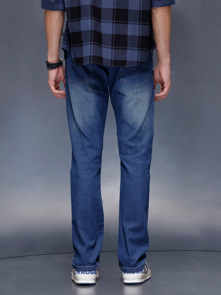 Men’s timeless blue straight-fit denim | Med Stone