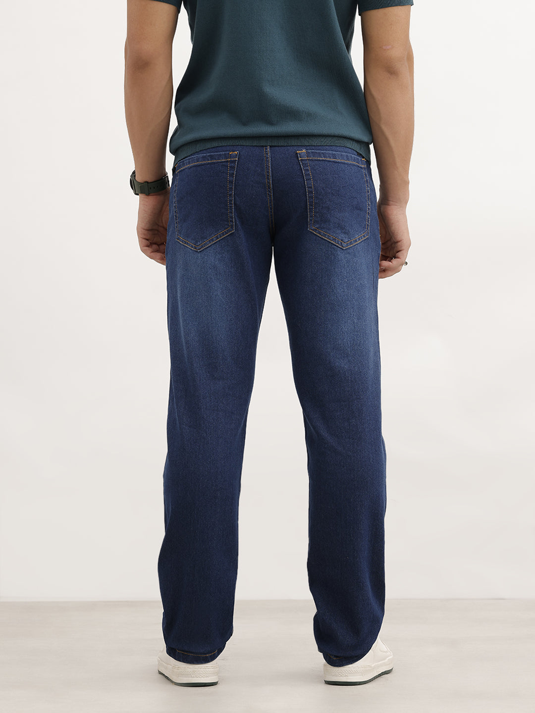 Straight Fit Faded Denim Jeans | Blue