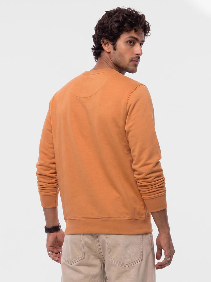 Solid Placement Printed Sweatshirt | Orange