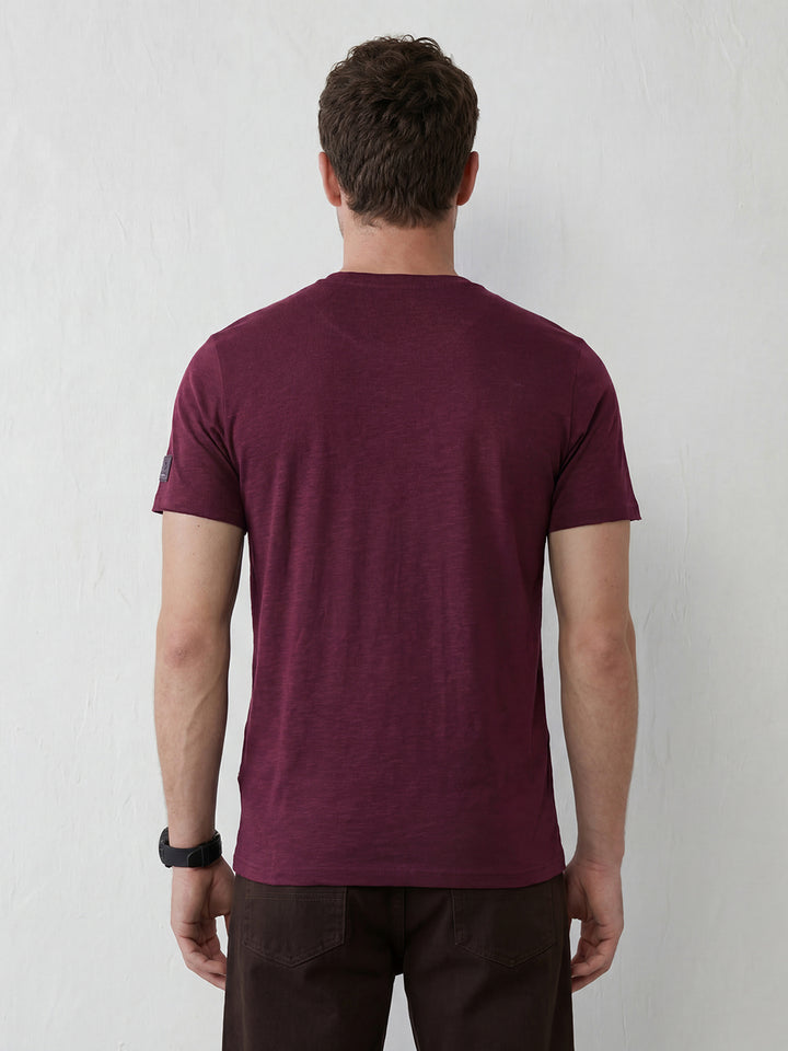 Slub Cotton Slim Fit Tee | Maroon