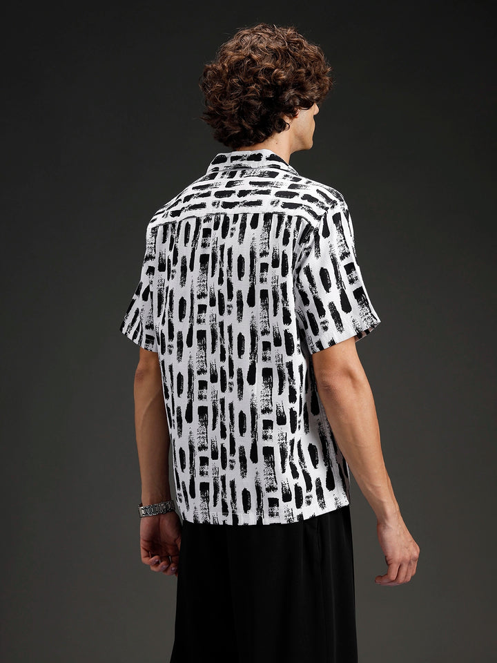 Wrogn All-Over-Printed Resort Collared Shirt | White